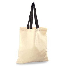 Shopper in cotone naturale e manici colorati