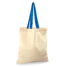 Shopper in cotone naturale e manici colorati
