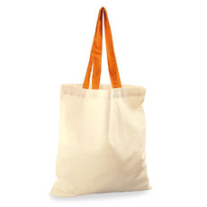 Shopper in cotone naturale e manici colorati