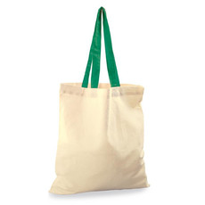 Shopper in cotone naturale e manici colorati