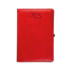 Agenda giornaliera con copertina in similpelle 2025 rosso
