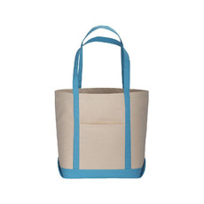 Shopper in cotone con tasca frontale colore celeste