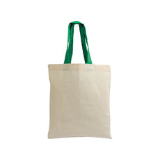 Shopper mini in cotone con manici colorati colore verde
