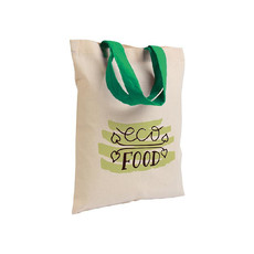 Shopper mini in cotone con manici colorati colore verde