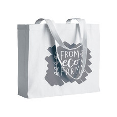 borsa shopper cotone 40x35x12 verde mela colore bianco