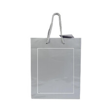 Busta regalo in carta laminata con biglietto auguri colore argento