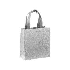 Mini shopper in TNT glitterata colore argento