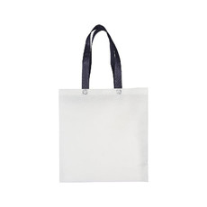 Shopper bianca in TNT con manici colorati  colore blu