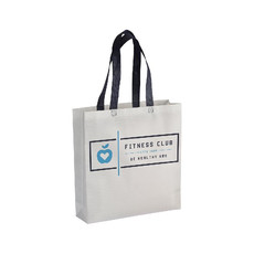 Shopper bianca in TNT con manici colorati  colore blu