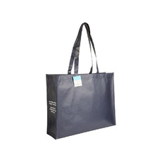 Shopper in RPET con manici lunghi colore blu