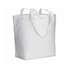 Shopper in RPET laminato con manici lunghi colore bianco