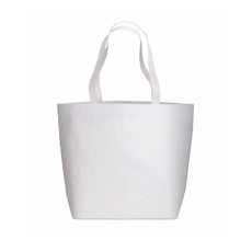 Shopper in RPET laminato con manici lunghi colore bianco