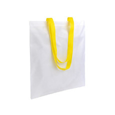 Shopper in poliestere bianca con manici colorati colore giallo