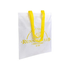 Shopper in poliestere bianca con manici colorati colore giallo