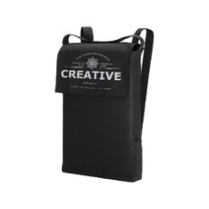 Zaino shopper in cotone con soffietto colore nero