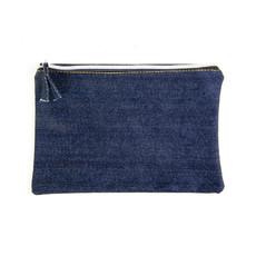 Beauty case tessuto jeans con zip colore jeans