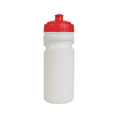 Borraccia in plastica bianca con tappo colorato colore rosso