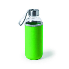 Bottiglia in vetro con custodia  colore verde mela