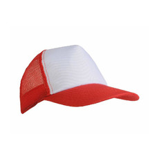 Cappellino 5 pannelli con calotta a rete colore rosso