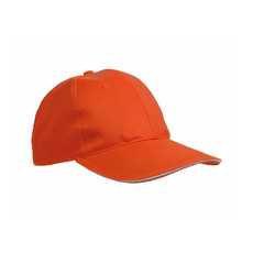 Cappellino 6 pannelli con visiera sandwich colore arancione