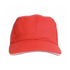Cappellino 6 pannelli con visiera sandwich colore rosso