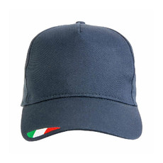 Cappellino in cotone con stampa tricolore colore blu