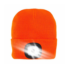 Cappellino in maglia con luce LED removibile colore arancione