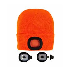 Cappellino in maglia con luce LED removibile colore arancione