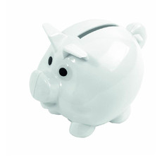 Salvadanaio porcellino con tappo colore bianco