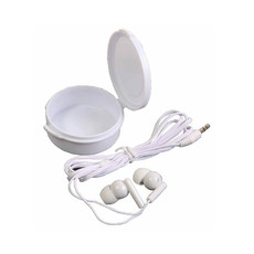 Auricolari in scatola tonda colore bianco