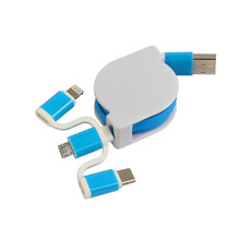 Cavo retrattile 3 in 1 colore celeste