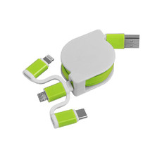Cavo retrattile 3 in 1 colore verde mela