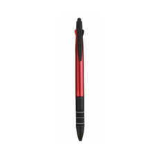 Penna a scatto in plastica con 3 refill colore rosso