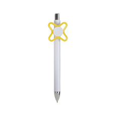 Penna in plastica bianca con spinner  colore giallo