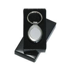 Portachiavi ovale lucido e satinato colore argento