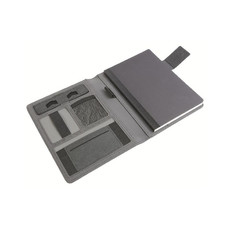 Quaderno e tech organizer in tessuto melange colore nero