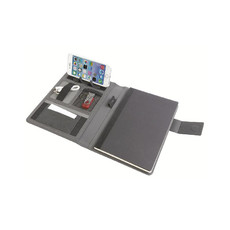 Quaderno e tech organizer in tessuto melange colore nero
