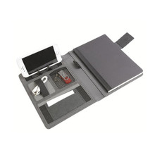 Quaderno e tech organizer in tessuto melange colore nero