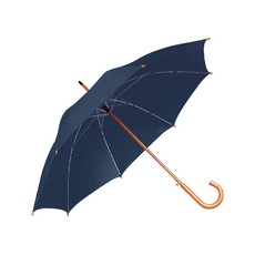 Ombrello con fusto e manico in legno colore blu