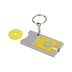 Portachiavi con gettone per carrello e luce colore giallo