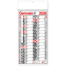Calendario Cinesino trimensile quadrettato maxi 2026 rosso
