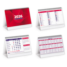 Calendario da tavolo mini table 2026 rosso dettaglio