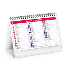 Calendario da tavolo mini table 2026 rosso
