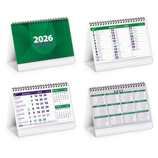 Calendario da tavolo mini table 2026 verde dettaglio