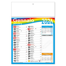 Calendario olandese trimensile multicolor 2026