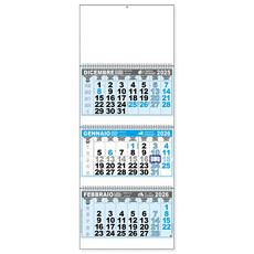 Calendario trittico 3 spirali e interspazi 2026 azzurro