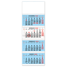 Calendario quadrittico 4 spirali 2026 azzurro