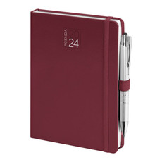 Maxi agenda 2024 settimanale con elastico e portapenna 17x24 bordeaux