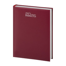 Agenda 2026 giornaliera con interno a quadretti bordeaux