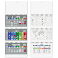 Calendario trittico 3 spirali color 2027 dettaglio retro